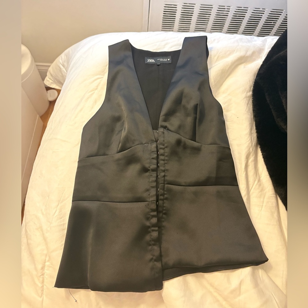 Zara Black Satin Top